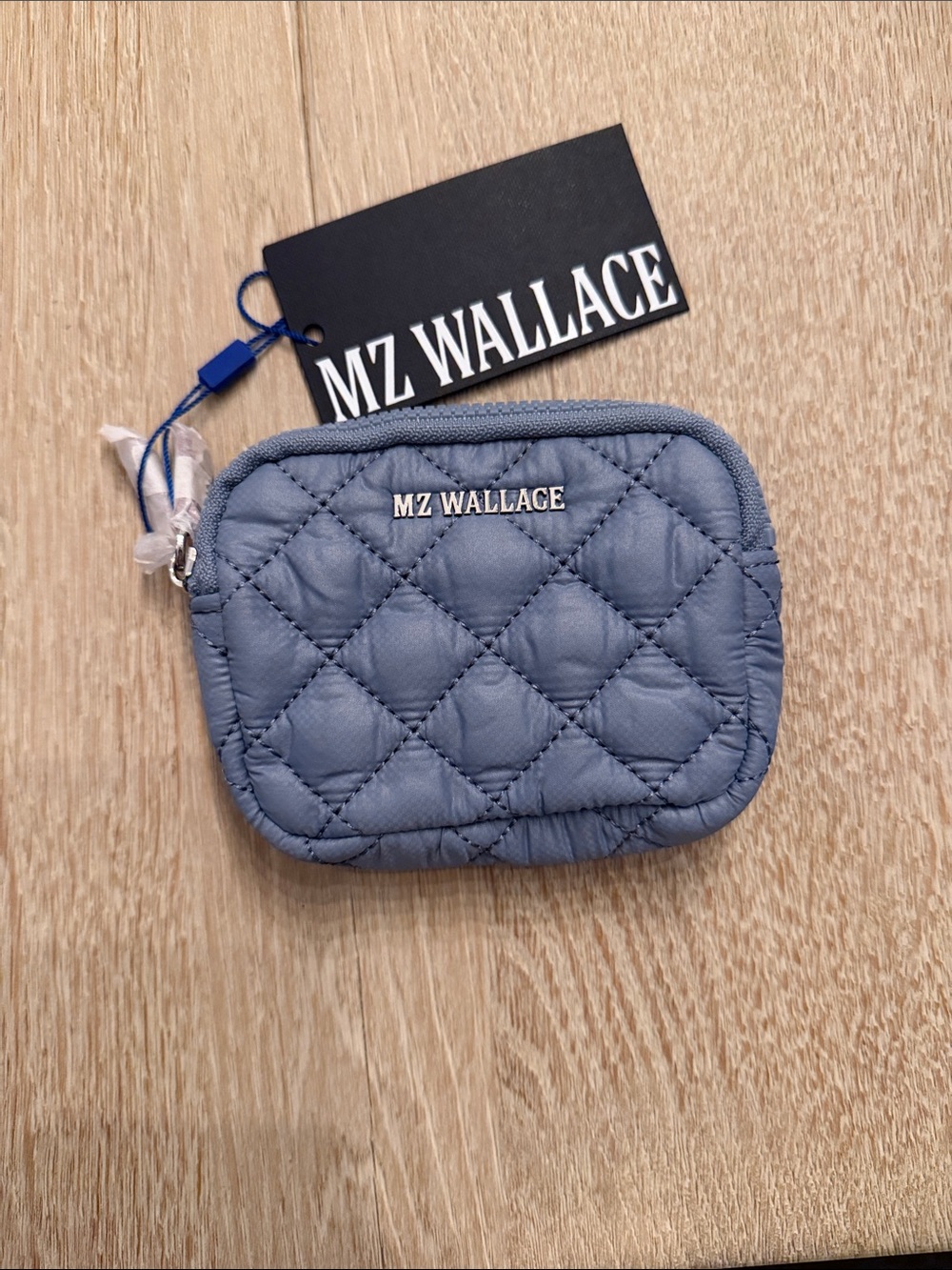 MZ WALLACE double Quilted zip Pouch in stone Blue - Picture 2 of 4